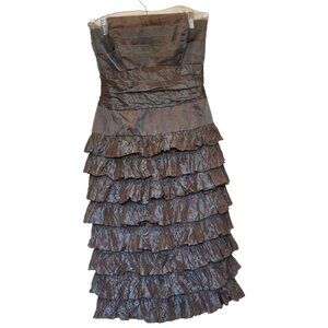 Vintage 90's NICOLE MILLER Bronze Strapless Cocktail Dress sz 4